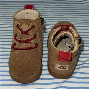 UGG Kids Suede Tan Boots with Red Details Toddler 8